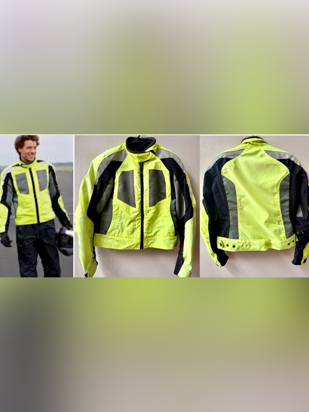 BMW Motorrad AirShell Neon Yellow  Breathable Mesh Summer Riding Jacket Mens 38